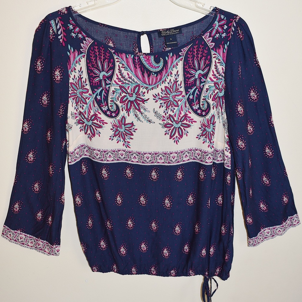 Lucky Brand Navy & Purple Paisley Print Blouse